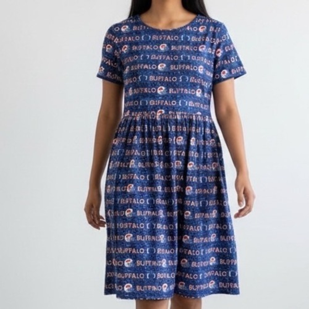 Boutique Buffalo Bills Football Blue White Red Youth XL Girls Fit‎ Flare Dress
